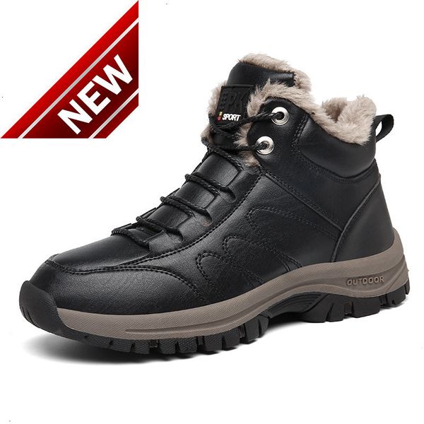 new large cotton boots leather outdoor casual men's plush high cross-country running and mountaineering tooling shoes, Black
new large cotton boots leather outdoor casual men's plush high cross-country running and mountaineering tooling shoes, Black