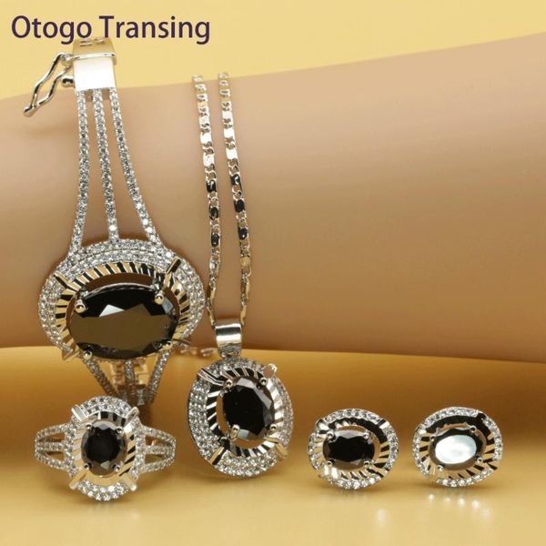 otogo transing 2021 silver color jewelry set women fashion charm black crystal ring earrings necklace bracelet flower set213
otogo transing 2021 silver color jewelry set women fashion charm black crystal ring earrings necklace bracelet flower set213