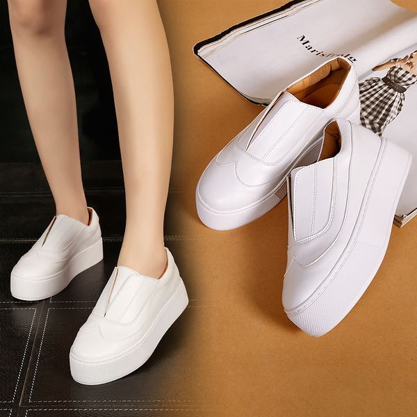 2021 the new new female increased sponge leather cake lazy white women's shoes 30jn, Black
2021 the new new female increased sponge leather cake lazy white women's shoes 30jn, Black