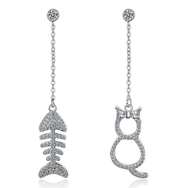 stud fashion 925 silver clear cz cute cat fish chain drop earrings for girls women personality asymmetry jewelry ed502, Golden;silver
stud fashion 925 silver clear cz cute cat fish chain drop earrings for girls women personality asymmetry jewelry ed502, Golden;silver