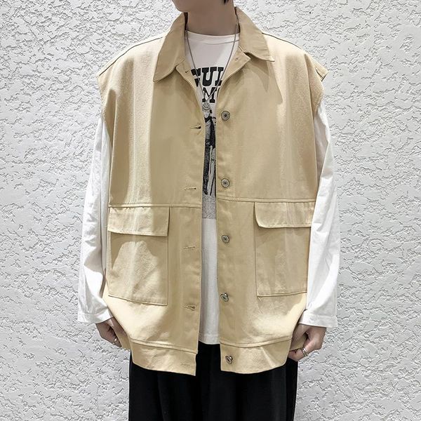 men's vests 2021 autumn mens sleeveless vest spring casual travels outdoors streetwear waistcoat men clothes, Black;white
men's vests 2021 autumn mens sleeveless vest spring casual travels outdoors streetwear waistcoat men clothes, Black;white