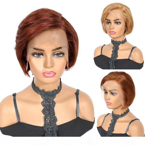 human hair lace front wigs short bob pixie cut wig 13x4 lace front human hair wigs honey blonde brazilian short human hair wig, Black;brown 
human hair lace front wigs short bob pixie cut wig 13x4 lace front human hair wigs honey blonde brazilian short human hair wig, Black;brown