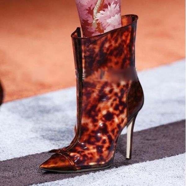 leopard pvc ankle boots knot pointed toe stiletto heels patchwork dress shoes blue red zipper runway boots, Black
leopard pvc ankle boots knot pointed toe stiletto heels patchwork dress shoes blue red zipper runway boots, Black
