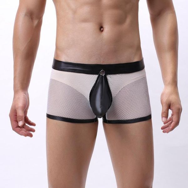 detachable bag with front and back men's boxer underwear large mesh breathable low waist hollow transparent patent leather mesh1, Black;white
detachable bag with front and back men's boxer underwear large mesh breathable low waist hollow transparent patent leather mesh1, Black;white