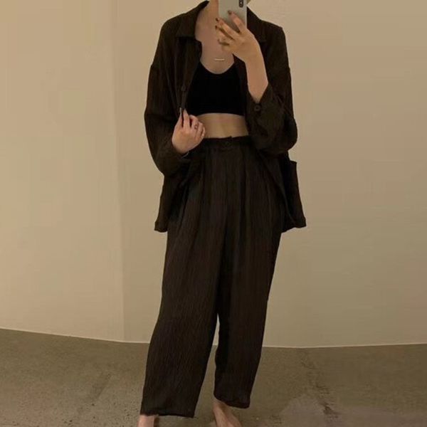 autumn 2020 new south korea shirt wide leg pants east gate design sense shirt wide leg pants fashion casual suit unaan, Gray
autumn 2020 new south korea shirt wide leg pants east gate design sense shirt wide leg pants fashion casual suit unaan, Gray
