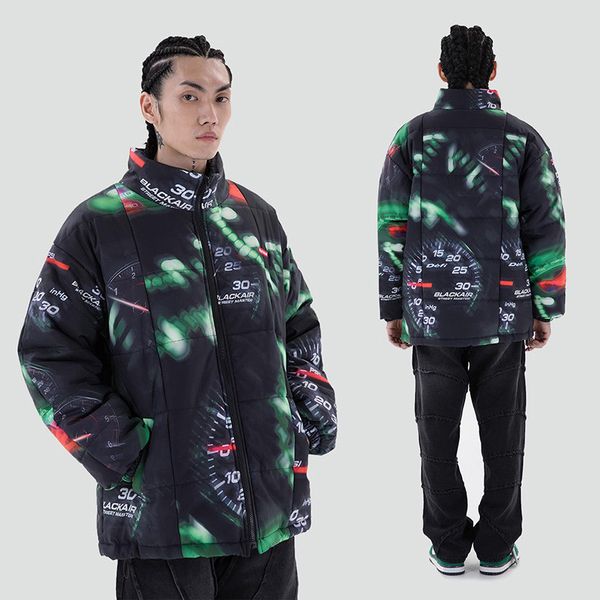 print oversize cotton coat men and women streetwear stand thick padded jacket loose casual parkas, Black;brown
print oversize cotton coat men and women streetwear stand thick padded jacket loose casual parkas, Black;brown