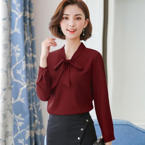 fashion chiffon shirt women new arrival solid long sleeve loose v-neck bow bottoming spring summer business blouse women, White
fashion chiffon shirt women new arrival solid long sleeve loose v-neck bow bottoming spring summer business blouse women, White