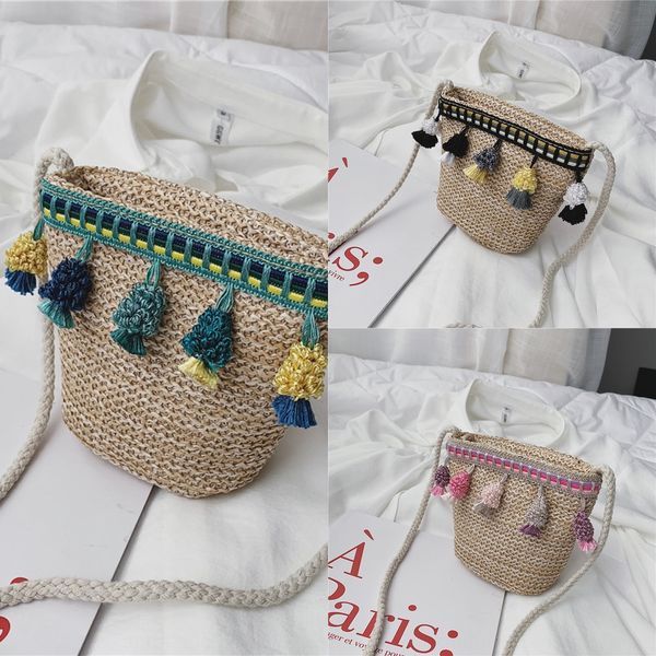 

children's tong bao cao bian bao shoulder straw korean version 2020 summer new shoulder simple mini straw woven bag fashion boys and gi