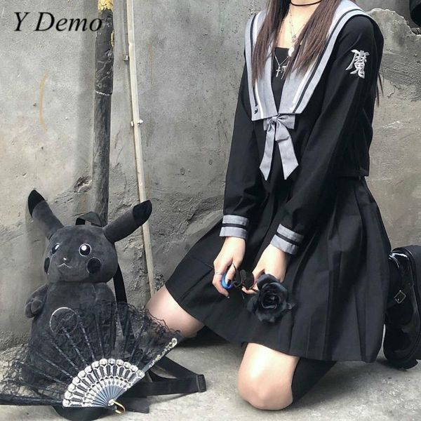 two piece dress japanese preppy style uniform skirt woman bow shirt a line dark fashion suit1, White
two piece dress japanese preppy style uniform skirt woman bow shirt a line dark fashion suit1, White
