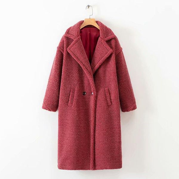 women's fur & faux women thick warm long coat winter teddy fleece jacket double breasted sleeve loose outerwear casual casaco femme1, Black
women's fur & faux women thick warm long coat winter teddy fleece jacket double breasted sleeve loose outerwear casual casaco femme1, Black