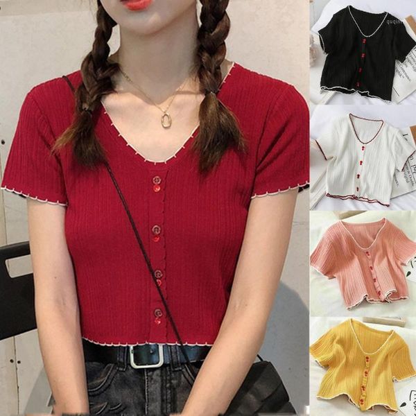 casual blouse women fashion knitted button short sleeve v-neck solid slim short casual summer shirts blusas1, White
casual blouse women fashion knitted button short sleeve v-neck solid slim short casual summer shirts blusas1, White