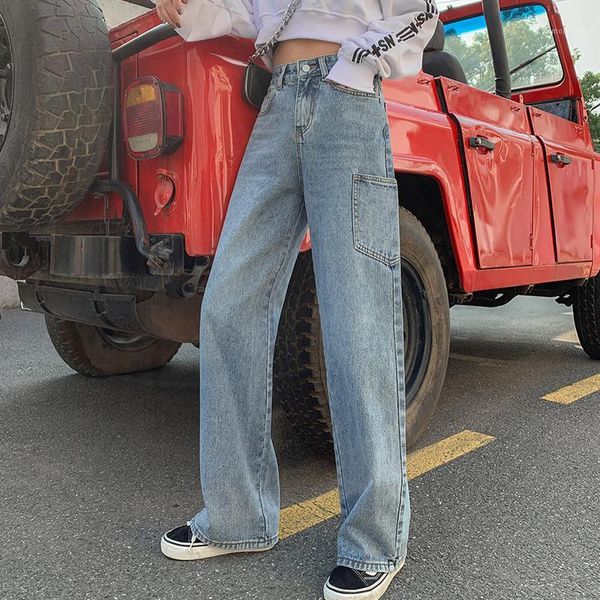 women's jeans for women 2021 summer pants vintage loose high waist large pocket fashion wide leg casual trousers female1, Blue
women's jeans for women 2021 summer pants vintage loose high waist large pocket fashion wide leg casual trousers female1, Blue
