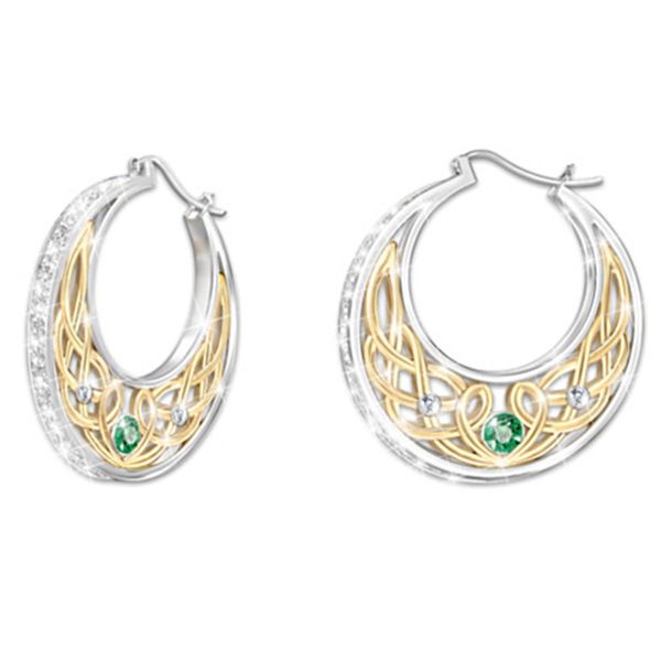 februaryfrost brand vintage hoop earring for graceful lady two tone with white/green zircon stone anniversary mother gift women retro earrin, Golden
februaryfrost brand vintage hoop earring for graceful lady two tone with white/green zircon stone anniversary mother gift women retro earrin, Golden