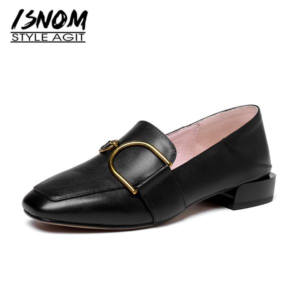 isnom women's leather shoes casual loafers women flats slip on square toe mules buckle genuine leather ladies shoes moccasins 1006, Black;white
isnom women's leather shoes casual loafers women flats slip on square toe mules buckle genuine leather ladies shoes moccasins 1006, Black;white