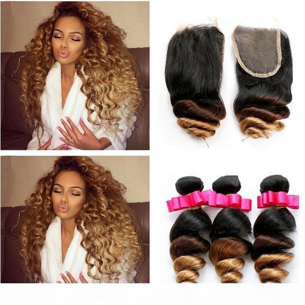 #1b 4 27 three tone hair with lace closure brown blonde 4*4 closure with ombre loose wave honey blonde loose deep wave, Black;brown
#1b 4 27 three tone hair with lace closure brown blonde 4*4 closure with ombre loose wave honey blonde loose deep wave, Black;brown