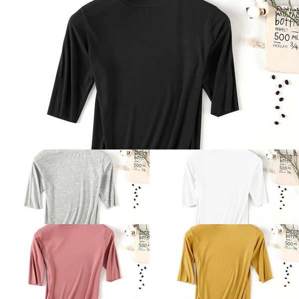 19 spring and summer new ribbed t- half-high collar mid-sleeved t- half sleeve stand collar base shirt short-sleeved shirt outer wear 0nrrp, White
19 spring and summer new ribbed t- half-high collar mid-sleeved t- half sleeve stand collar base shirt short-sleeved shirt outer wear 0nrrp, White