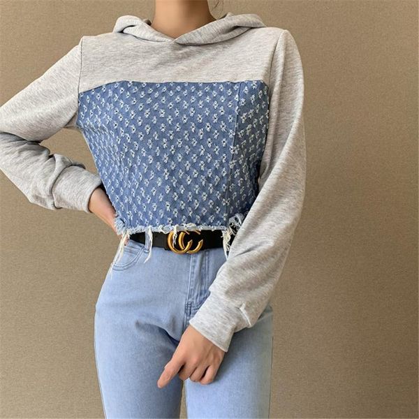 women spring autumn fashion cropped hoodies casual long sleeve patchwork ripped hem loose hooded sweatshirts daily wear pullover, Black
women spring autumn fashion cropped hoodies casual long sleeve patchwork ripped hem loose hooded sweatshirts daily wear pullover, Black