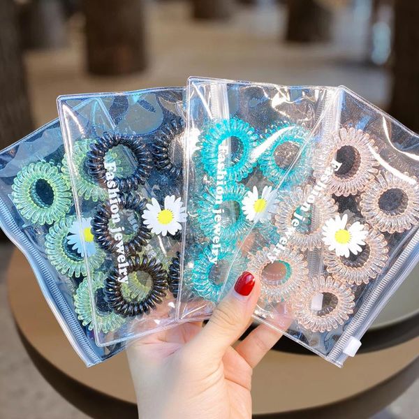 6pcs/bag women girls cute colorful telephone line elastic hair bands ponytail holder hair ornament fashion accessories, Slivery;white
6pcs/bag women girls cute colorful telephone line elastic hair bands ponytail holder hair ornament fashion accessories, Slivery;white