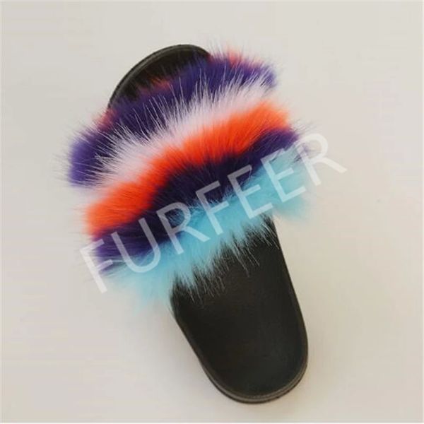 women's winter faux fox fur slippers indoor warm fluffy artificial shoes women fur slides outdoor furry sandals female flips #je4e, Black 
women's winter faux fox fur slippers indoor warm fluffy artificial shoes women fur slides outdoor furry sandals female flips #je4e, Black
