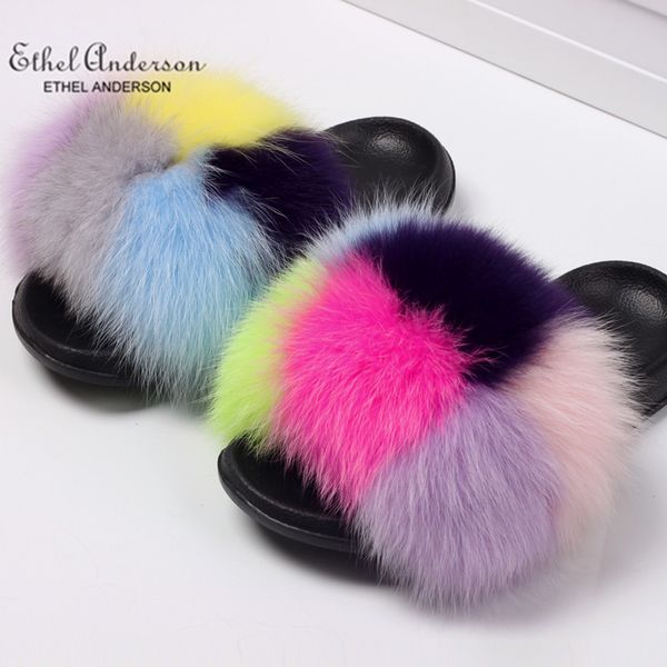 vogue real fox fur slippers slides lady trendy flip flops summer fluffy fur sandals flat shoes x1020, Black
vogue real fox fur slippers slides lady trendy flip flops summer fluffy fur sandals flat shoes x1020, Black
