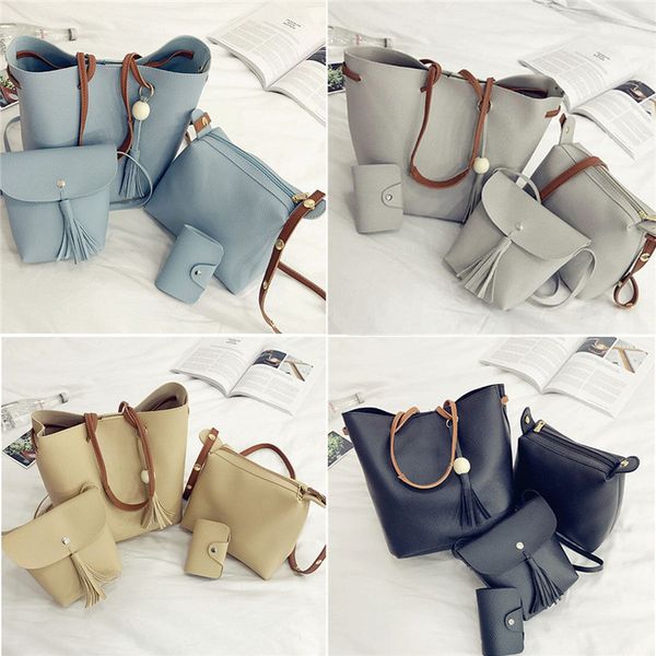 4 pcs women's vintage pu leather tote bags tassel large handbag fashion shoulder bags
4 pcs women's vintage pu leather tote bags tassel large handbag fashion shoulder bags