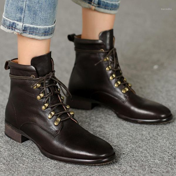 boots women's genuine leather lace-up flats ankle rivet punk autumn warm plush round toe casual shoes1, Black
boots women's genuine leather lace-up flats ankle rivet punk autumn warm plush round toe casual shoes1, Black