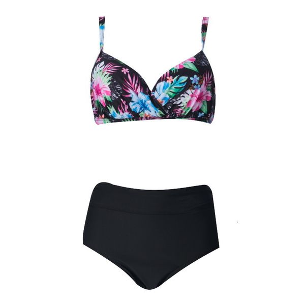 2020 new two solid color printed high waist split bikini swimsuit, White;black
2020 new two solid color printed high waist split bikini swimsuit, White;black