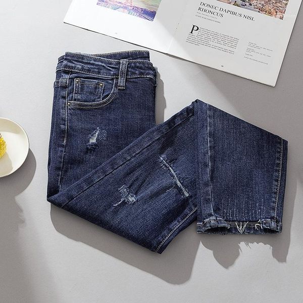 ripped jeans for women elastic high waist plus size regular softener femme denim ankle-length pencil pants1, Blue
ripped jeans for women elastic high waist plus size regular softener femme denim ankle-length pencil pants1, Blue