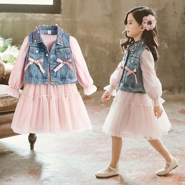 girls clothing sets spring denim vest+princess dress children clothes elegant 2pcs set kids teen long sleeve costume y200525, White
girls clothing sets spring denim vest+princess dress children clothes elegant 2pcs set kids teen long sleeve costume y200525, White