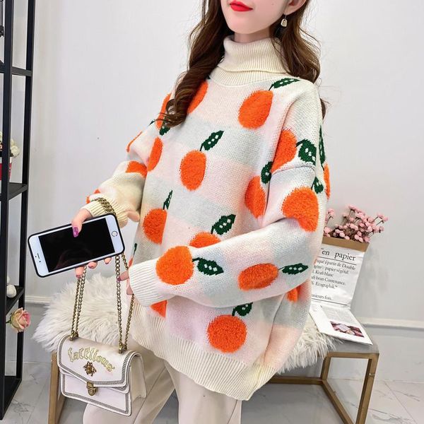 women's sweaters 2021 autumn winter pullover cherry pattern long sleeve sweater women turtleneck knitted jumpers mujer, White;black
women's sweaters 2021 autumn winter pullover cherry pattern long sleeve sweater women turtleneck knitted jumpers mujer, White;black