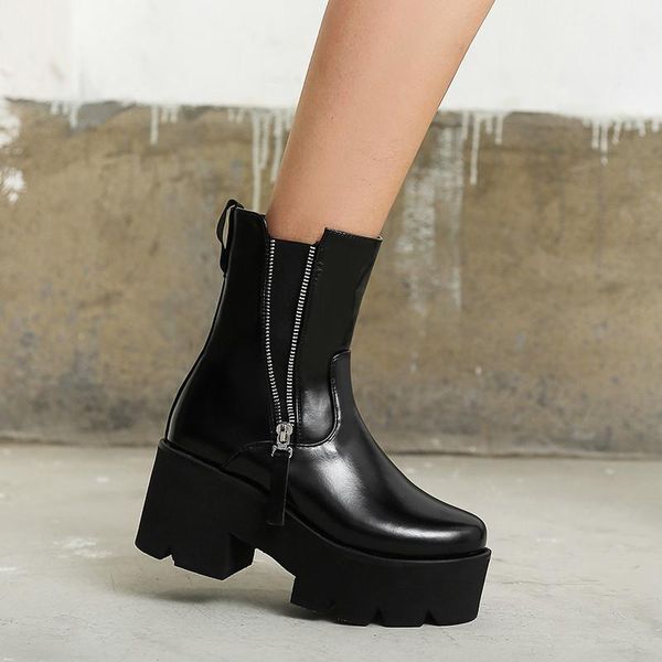 retro round toe women ankle boots side zipper chunky high heels platform women boots winter party shoes woman, Black
retro round toe women ankle boots side zipper chunky high heels platform women boots winter party shoes woman, Black