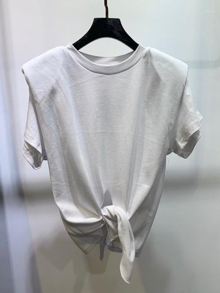 women t-shirt knotted twisted t-shirt fashion design short-sleeved women's summer shirt cotton padded shoulder women1, White
women t-shirt knotted twisted t-shirt fashion design short-sleeved women's summer shirt cotton padded shoulder women1, White