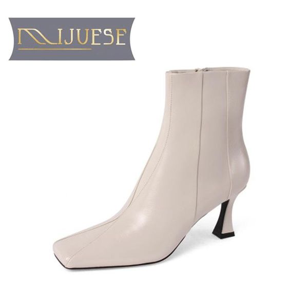 mljuese 2021 women ankle boots cow leather winter short plush zipper square toe spike heels high heels female boots size 43, Black
mljuese 2021 women ankle boots cow leather winter short plush zipper square toe spike heels high heels female boots size 43, Black