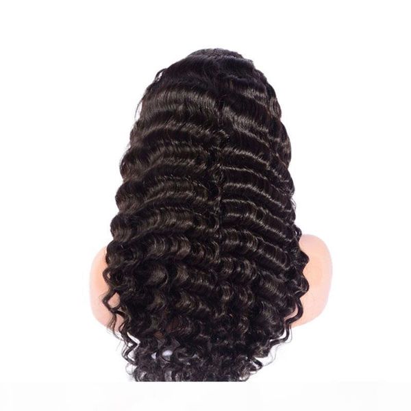 mongolian virgin hair lace front wigs deep wave lace front wig 8-24inch deep curly hair products lace wigs with baby hair, Black;brown