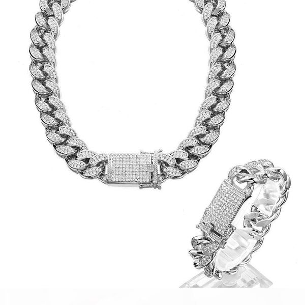20mm heavy cubic zirconia miami cuban chain bracelet necklace set gold silver rosegold men hip hop jewelry
20mm heavy cubic zirconia miami cuban chain bracelet necklace set gold silver rosegold men hip hop jewelry