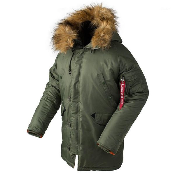 

men's trench coats 2021 winter n3b puffer jacket men long canada coat fur hood warm camouflage tactical bomber army korean parka1, Tan;black