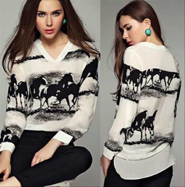 2021 letter women long sleeve v neck ink horses printed fahion chiffon shirt women summer casual blouses shirts, White
2021 letter women long sleeve v neck ink horses printed fahion chiffon shirt women summer casual blouses shirts, White