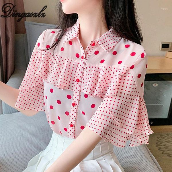 dingaozlz elegant polka dot chiffon blouse flare sleeve women shirt summer fashion ruffles female 1, White
dingaozlz elegant polka dot chiffon blouse flare sleeve women shirt summer fashion ruffles female 1, White