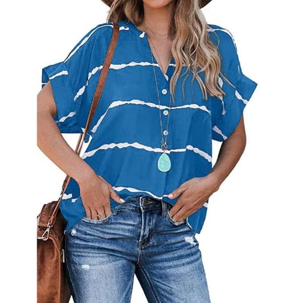 summer fashion ladies women blouse casual short sleeve v-neck spandex tie dye stripe loose shirt plus size beach streetwear, White
summer fashion ladies women blouse casual short sleeve v-neck spandex tie dye stripe loose shirt plus size beach streetwear, White