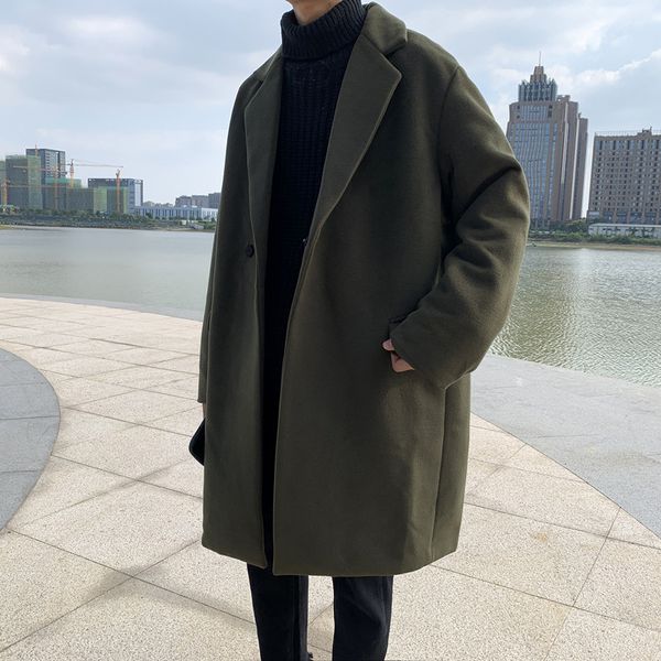 mid length over knee windbreaker woollen cloth autumn and winter trend thiened handsome coat men's loose, Tan;black
mid length over knee windbreaker woollen cloth autumn and winter trend thiened handsome coat men's loose, Tan;black