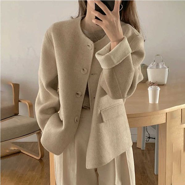 autumn and winter women's casual all-match eing sewing round neck long sleeve jacket, Black
autumn and winter women's casual all-match eing sewing round neck long sleeve jacket, Black