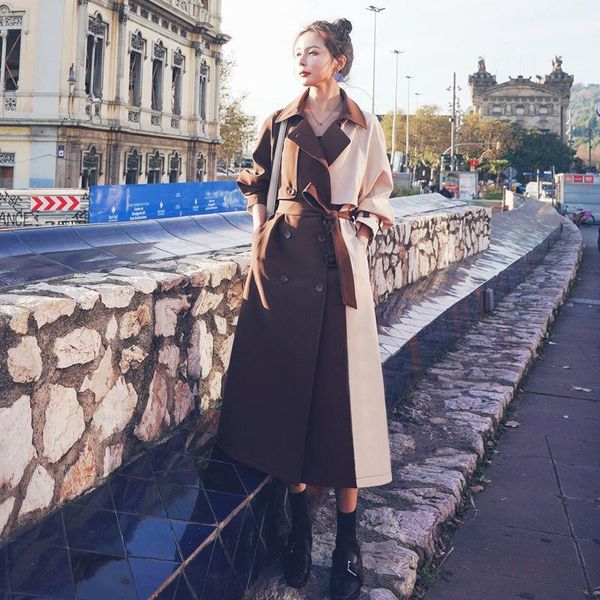 2021 women's color matching windbreaker autumn double breasted thin long overcoat plus size british trench coat with belt1, Tan;black
2021 women's color matching windbreaker autumn double breasted thin long overcoat plus size british trench coat with belt1, Tan;black