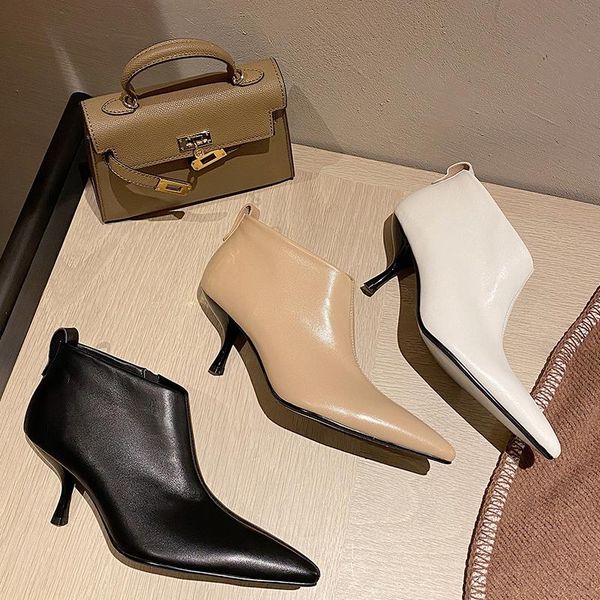 boots ankle women's shoes genuine leather european design thin high heel office lady bottes femme, Black
boots ankle women's shoes genuine leather european design thin high heel office lady bottes femme, Black