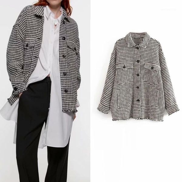 women's blouses & shirts 2021 tweed plaid women tassel autumn winter casual houndstooth female coat 1, White
women's blouses & shirts 2021 tweed plaid women tassel autumn winter casual houndstooth female coat 1, White