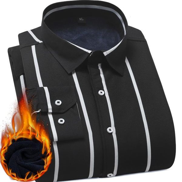 men's casual shirts quality winter warm shirt plus velvet thickening fashion striped print plaid long sleeve brand dress, White;black
men's casual shirts quality winter warm shirt plus velvet thickening fashion striped print plaid long sleeve brand dress, White;black