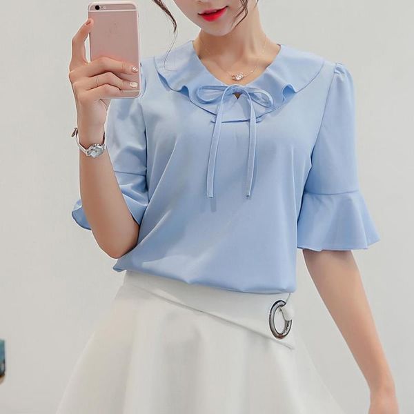 women's blouses & shirts blusas women summer work office tie up short sleeve solid chiffon feminine mujer de moda 2021, White
women's blouses & shirts blusas women summer work office tie up short sleeve solid chiffon feminine mujer de moda 2021, White