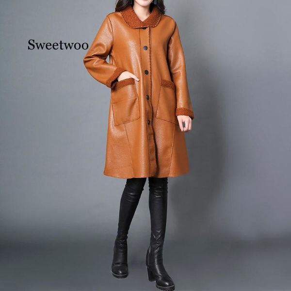 women's leather & faux 2021 pu coats autumn winter jacket medium long thicken casual fashion jackets women, Black
women's leather & faux 2021 pu coats autumn winter jacket medium long thicken casual fashion jackets women, Black