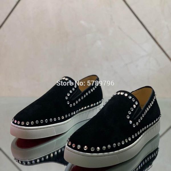low cut red bottom black suede leather shoes for men spike runway casual flats loafers circle crystal walking no rivet sneakers
low cut red bottom black suede leather shoes for men spike runway casual flats loafers circle crystal walking no rivet sneakers
