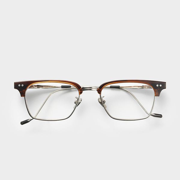 2020 pure titanium glasses frame gentle havana men square eyewear semi rimless half myopia optical prescription eyeglasses frame, White;black