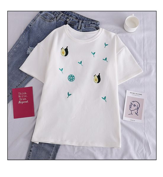 2021 new summer student half oversized t-shirts women ulzzang korean style fruits embroidered girls fashion white ey5f
2021 new summer student half oversized t-shirts women ulzzang korean style fruits embroidered girls fashion white ey5f